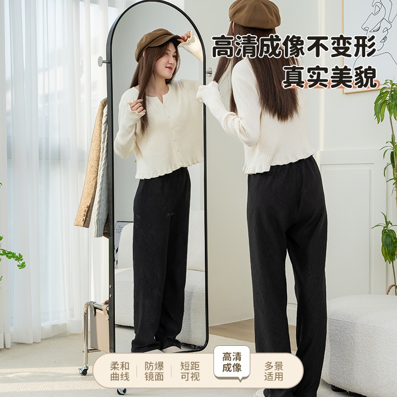 이동식 전신거울 옷걸이 일체형 수납 스탠드 행거 거치대 2025 크림화이트 40cm 45cm 이미지 6