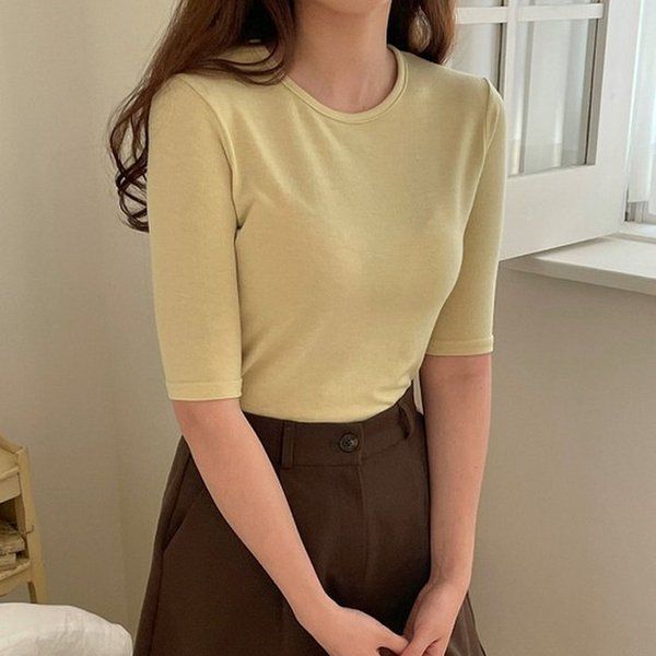 에이치스타일 H스타일US클린5부티 봄 여름 여성반팔티 라운드 5부 이너티 마감임박!!! : 티케몰02