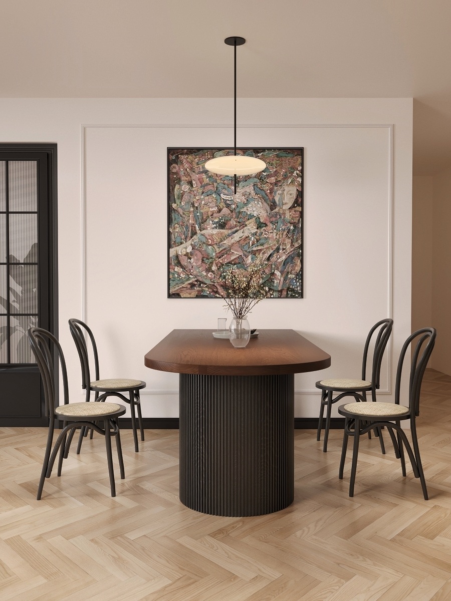 고급원목식탁 반타원디자인 테이블 인테리어주방가구 뉴질랜드소나무 140x70 140cm 4인용 이미지 6