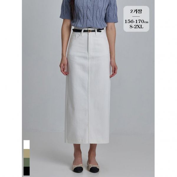 정품발송 포레스트핏 찐코튼6탄 뒷밴딩 H라인 롱 코튼 스커트 2기장 263867 : 신꼬가게