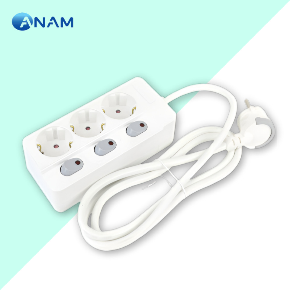 아남 납작플러그 국산 멀티탭 개별 3구 1.5M 전기 스위치 멀티콘센트