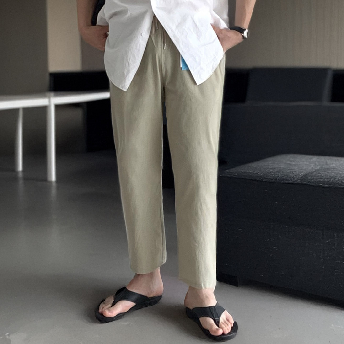 1+1 남자린넨바지 남자마바지 남성여름슬렉스 치노팬츠 이미지 7
