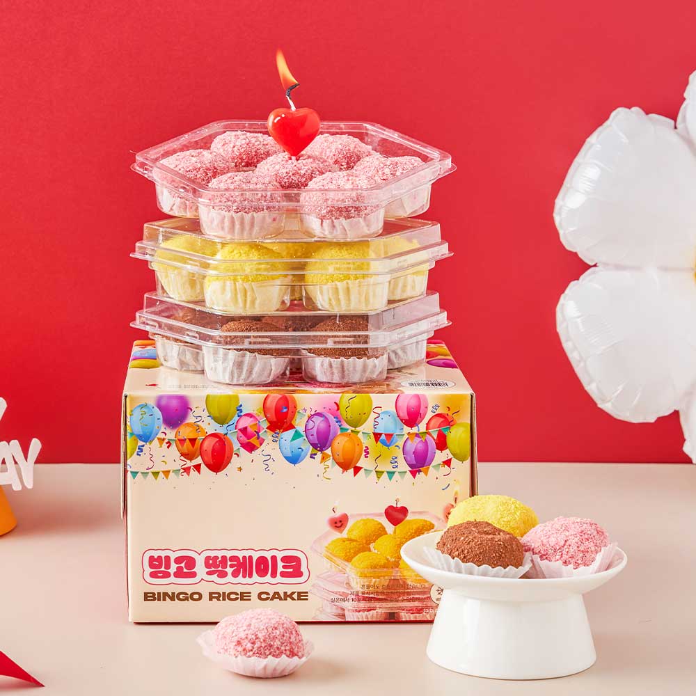 빙고 떡 케이크 3단 생크림 한입 미니 도시락 생일 크림 케잌 떡케익 35g x 21개 - 상세 이미지 3