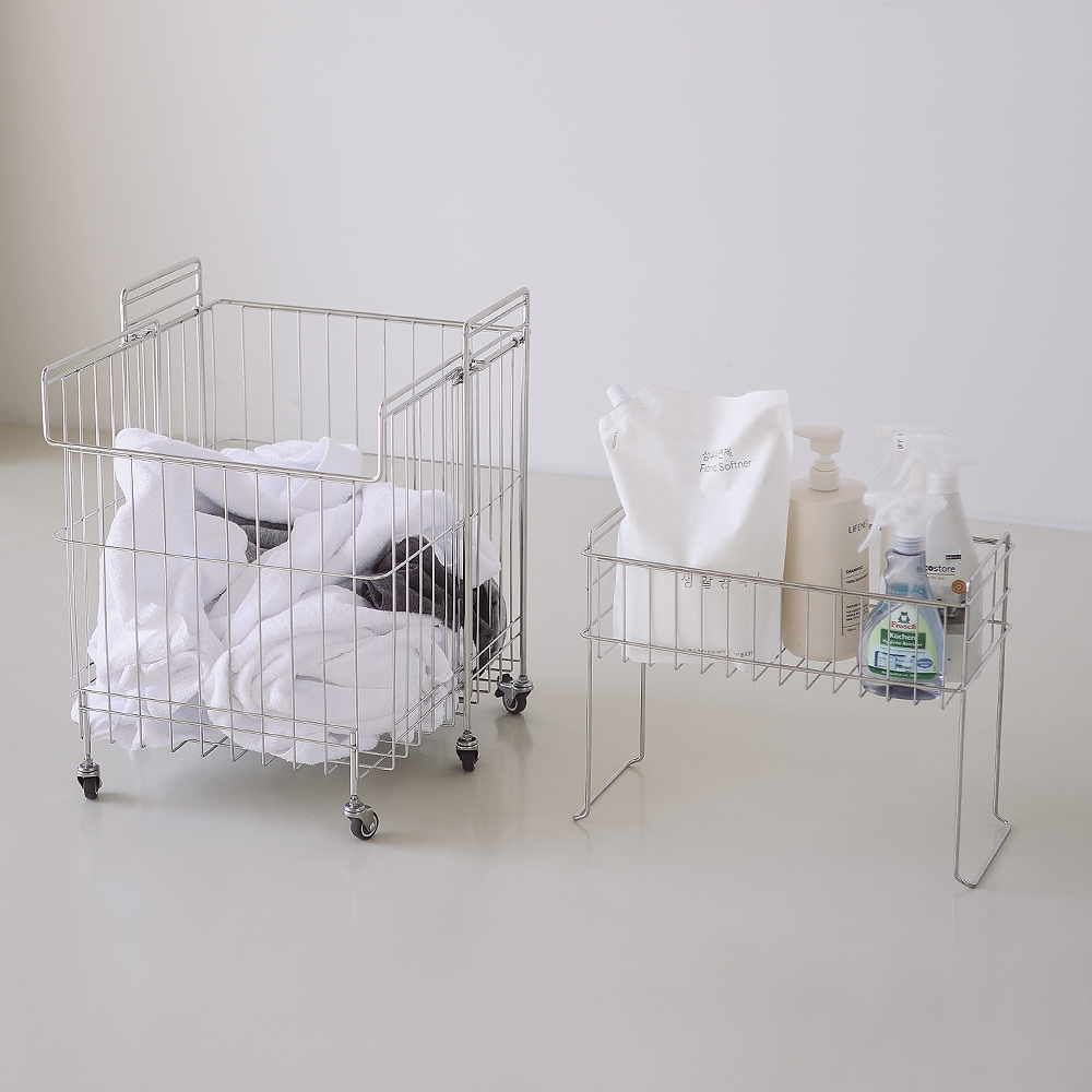 100% 국내생산 쏘우리프 올스텐 이동식 슬림 확장형 바스켓 수납 빨래 세탁바구니