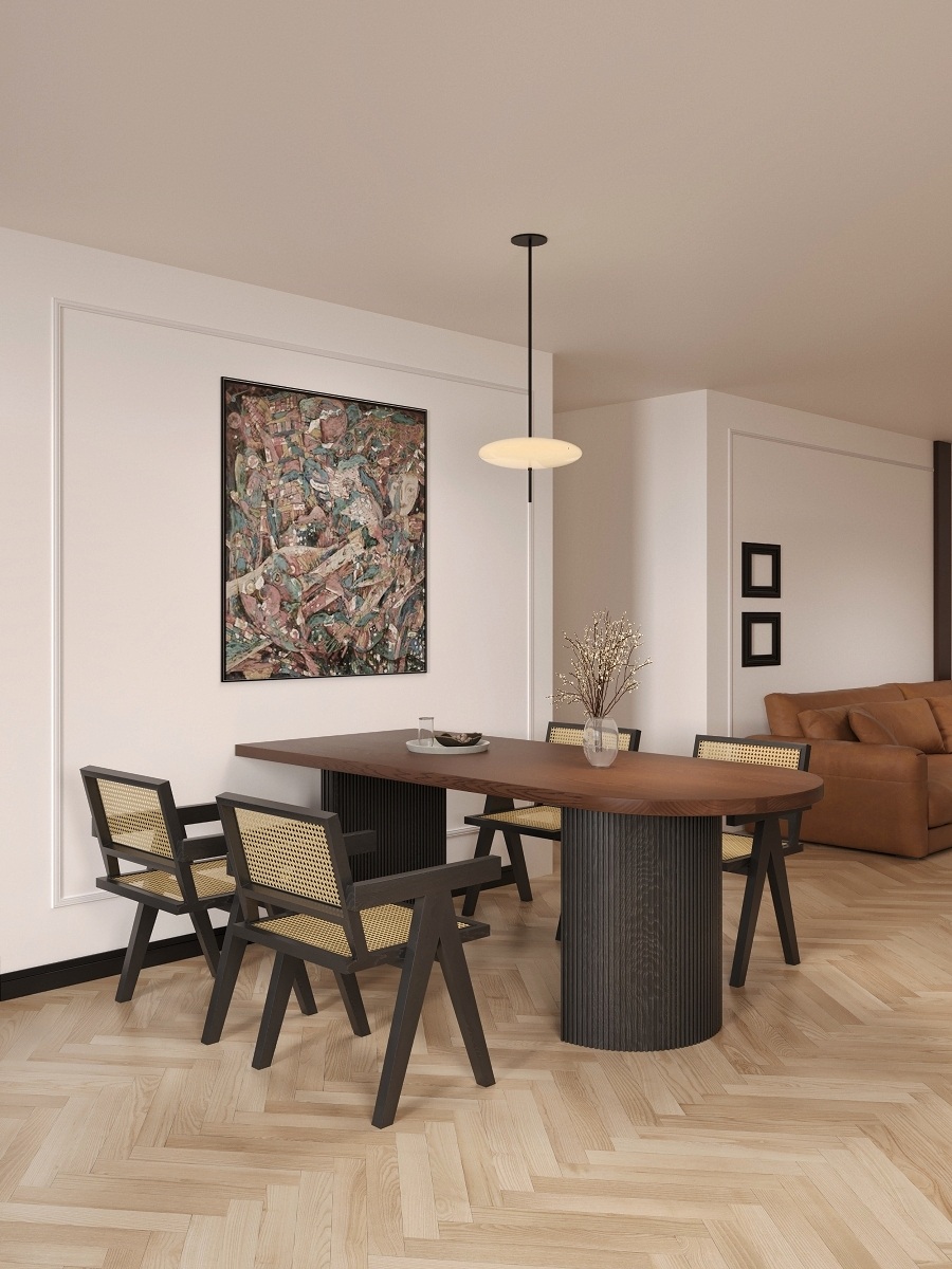 고급원목식탁 반타원디자인 테이블 인테리어주방가구 뉴질랜드소나무 140x70 140cm 4인용 - 상세 이미지 5