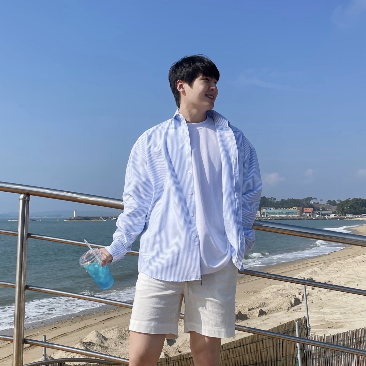 옥스포드셔츠 남자스트라이프셔츠 - 상품 이미지