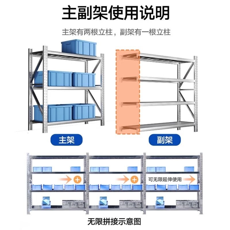 304 스테인리스 중형 다층 수납 선반 창고 및 주방용 201 서브 프레임 450Kg 기존 100x40x200 (4겹) 이미지 6