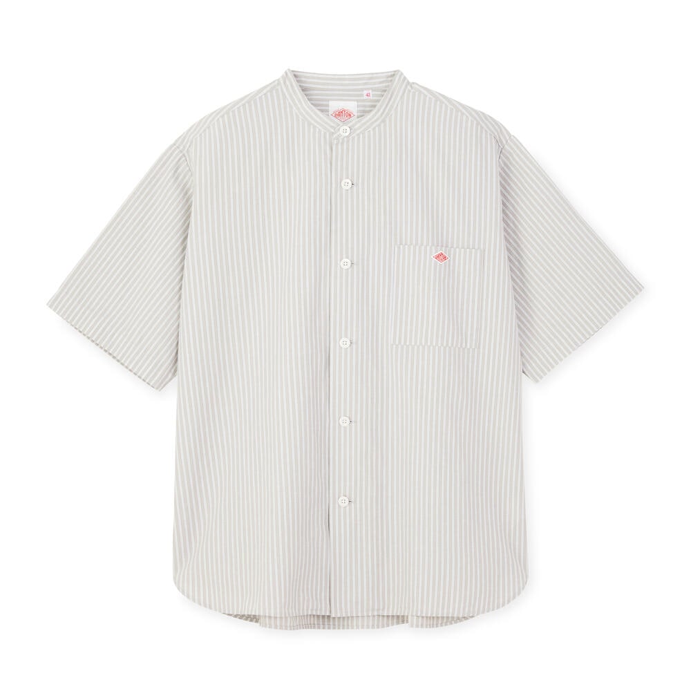 단톤 셔츠 MEN'S COTTON LINEN SHORT SLEEVE BAND COLLAR SHIRT STRIPE 25SS 반팔 스트라이프 DNB251M104-0009 - 메인 이미지