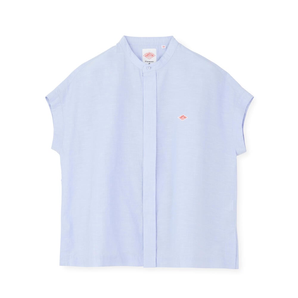 단톤 셔츠 WOMEN'S COTTON LINEN SLUB SLEEVELESS SHIRT 25SS 프릴 반팔 DNB251L104-0019 - 메인 이미지