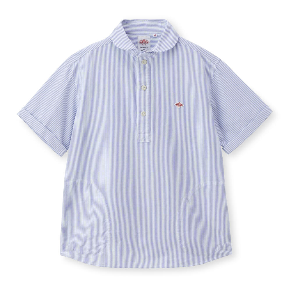 단톤 셔츠 MEN'S OXFORD ROUND COLLAR SHORT SLEEVE PULLOVER SHIRT PATTERN 25SS 반팔 DNB251M104-0005 - 메인 이미지