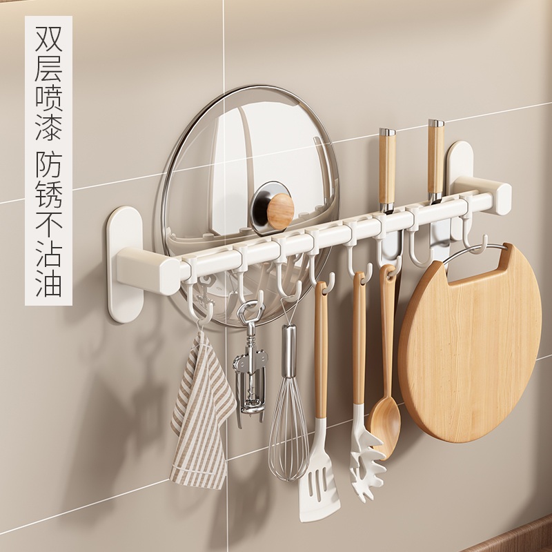 주방 걸이 선반 드릴없이 설치 화이트 국자 주걱 칼걸이 주방용 벽걸이 수납걸이 흰색 30cm 4고리 싱글 이미지 6