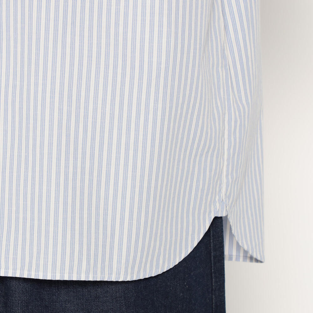 단톤 셔츠 MEN'S COTTON LINEN SHORT SLEEVE BAND COLLAR SHIRT STRIPE 25SS 반팔 스트라이프 DNB251M104-0009 - 상세 이미지 5