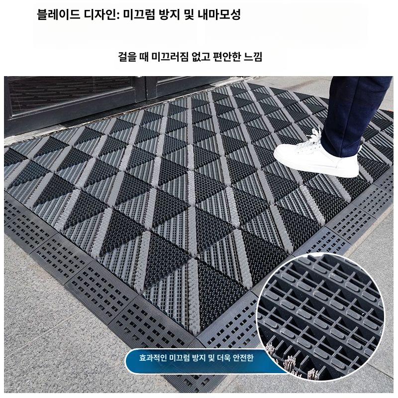 출입구 바닥 매트 흙털이 입구 사무실 고무 호텔 털이 주차장 현관 고밀도 단일 회색 블록 회색 브러시 - 상세 이미지 4