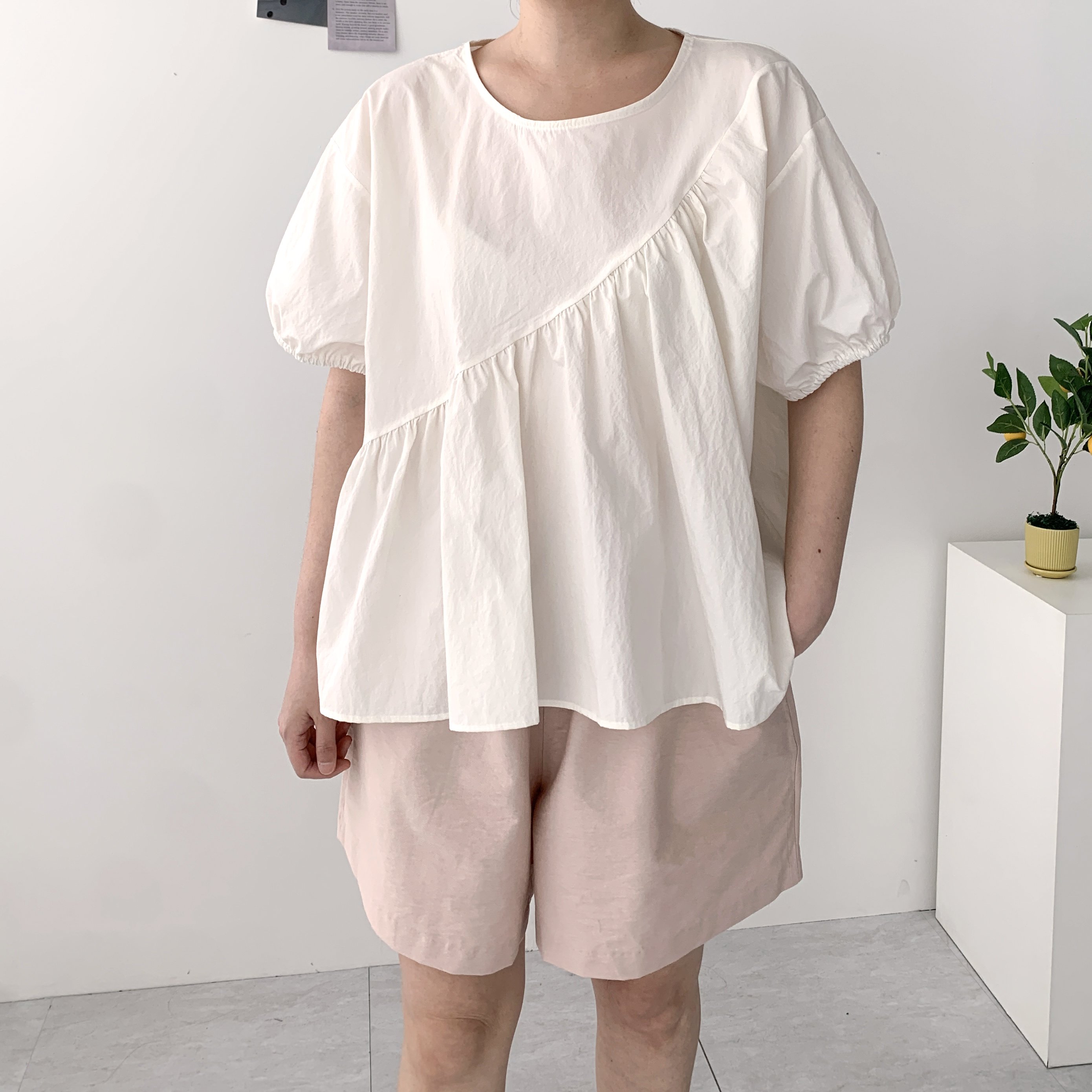 피치 셔링블라우스 바스락블라우스 핑크 임산부블라우스 이미지 8