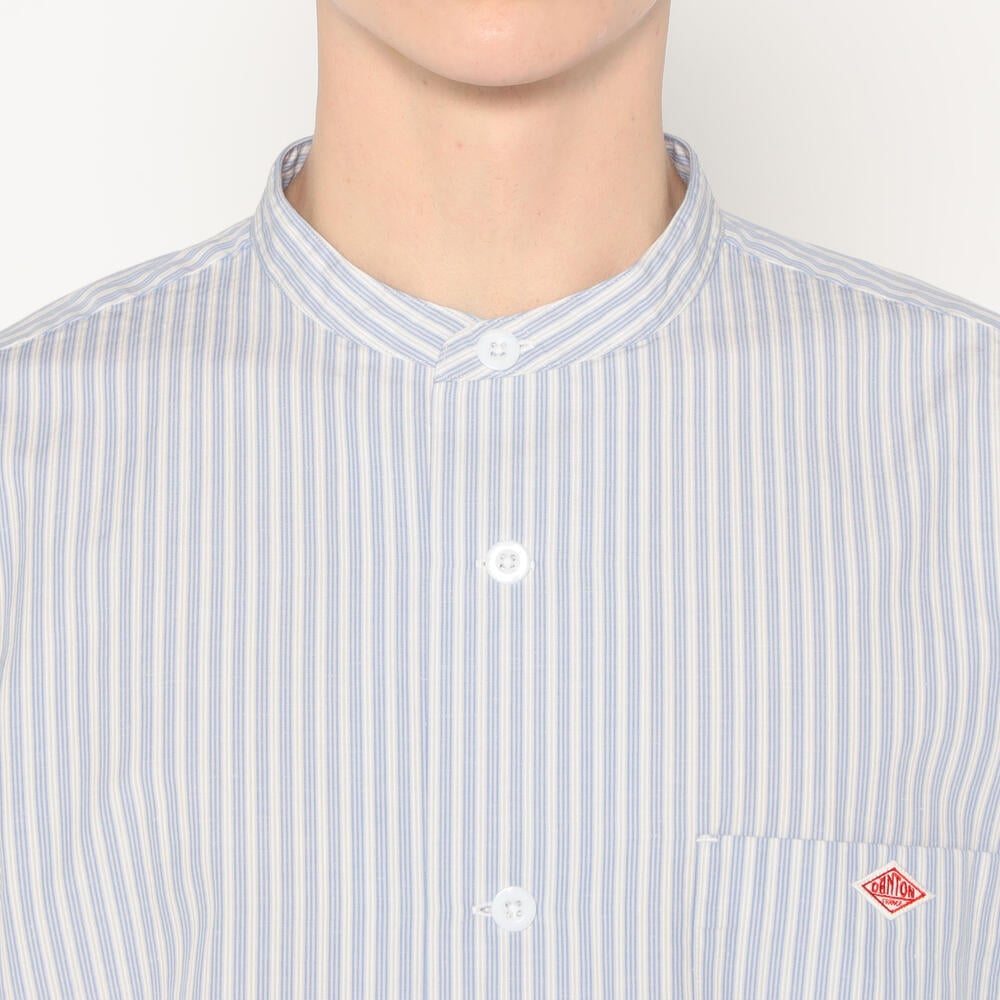 단톤 셔츠 MEN'S COTTON LINEN SHORT SLEEVE BAND COLLAR SHIRT STRIPE 25SS 반팔 스트라이프 DNB251M104-0009 - 상세 이미지 3