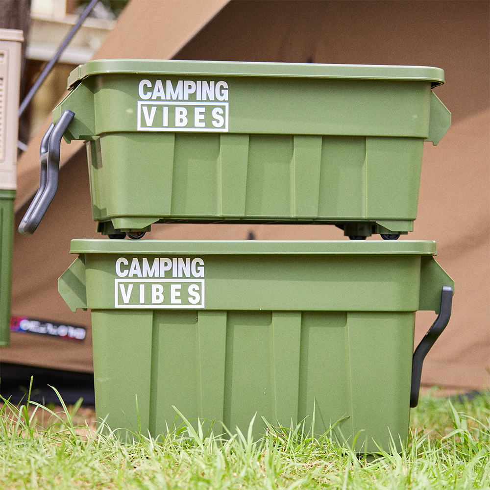 캠핑 카고박스 캠핑 컨테이너 53리터 풀세트  우드상판, 360도 이동바퀴 포함 색상