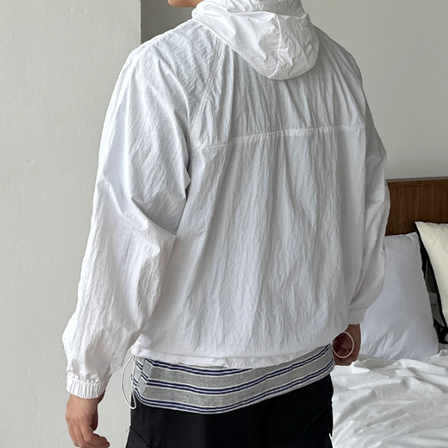 남자 스제 오버핏 여름 경량 아이스 냉감 쿨링 후드 바람막이 이미지 7