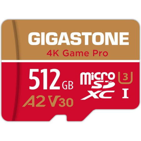 [Gigastone][해외][5년 무료 데이터 복구] 기가스톤 512GB 마이크로 SD 카드, 4K 게임 프로, 마이크로SDXC 메모리 카드 닌텐도 스위치, 고프로, 액션 카메라, DJI, UHD 비
