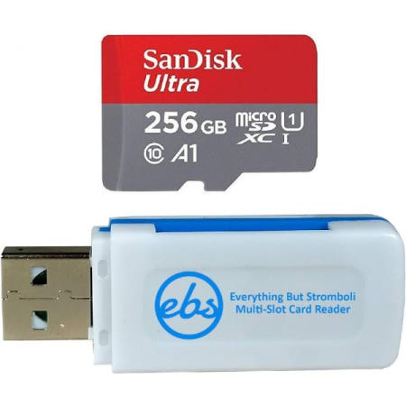 [해외]SanDisk 256GB Micro SDXC 울트라 메모리 카드 클래스 10 UHS-1은 Stromboli SD 멀티 슬롯 리더를 제외한 모든 기능이 포함된 닌텐도 스위치