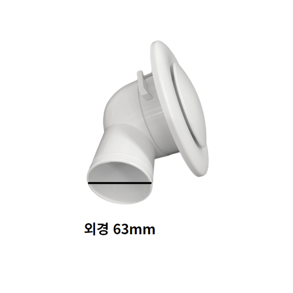 원형 디퓨저 엘보형 65파이 천정 환기구 환기자재 연결관 배관 전열교환기 - 상세 이미지 3