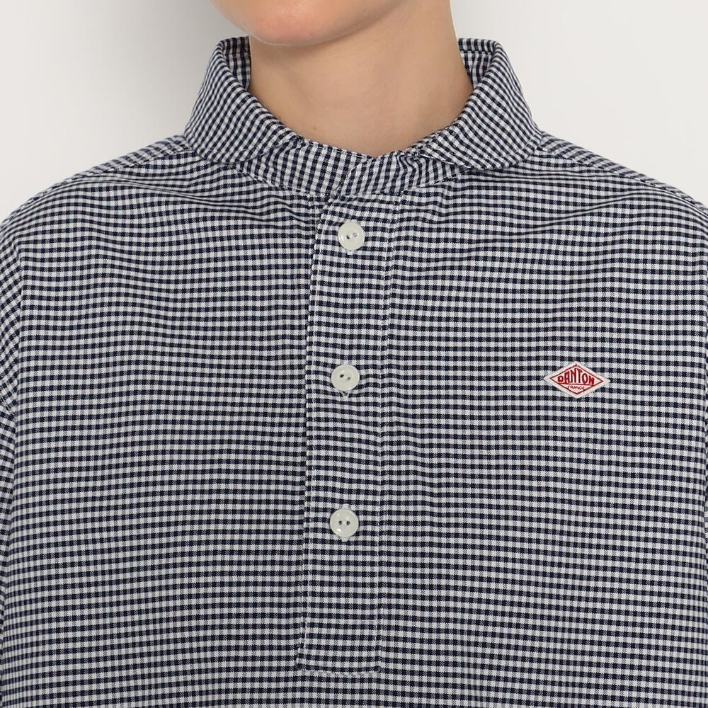단톤 셔츠WOMEN'S OXFORD ROUND COLLAR SHORT SLEEVE PULLOVER SHIRT PATTERN 25SS 체크 반팔 DNB251L104-0006 - 상세 이미지 3