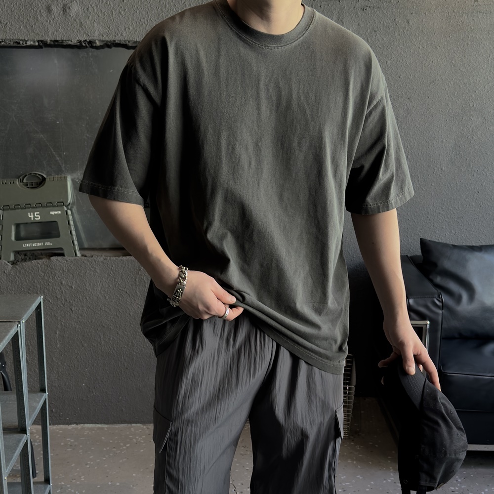 피그먼트반팔 어깨넓어보이는반팔 남자오버핏반팔 - 상품 이미지