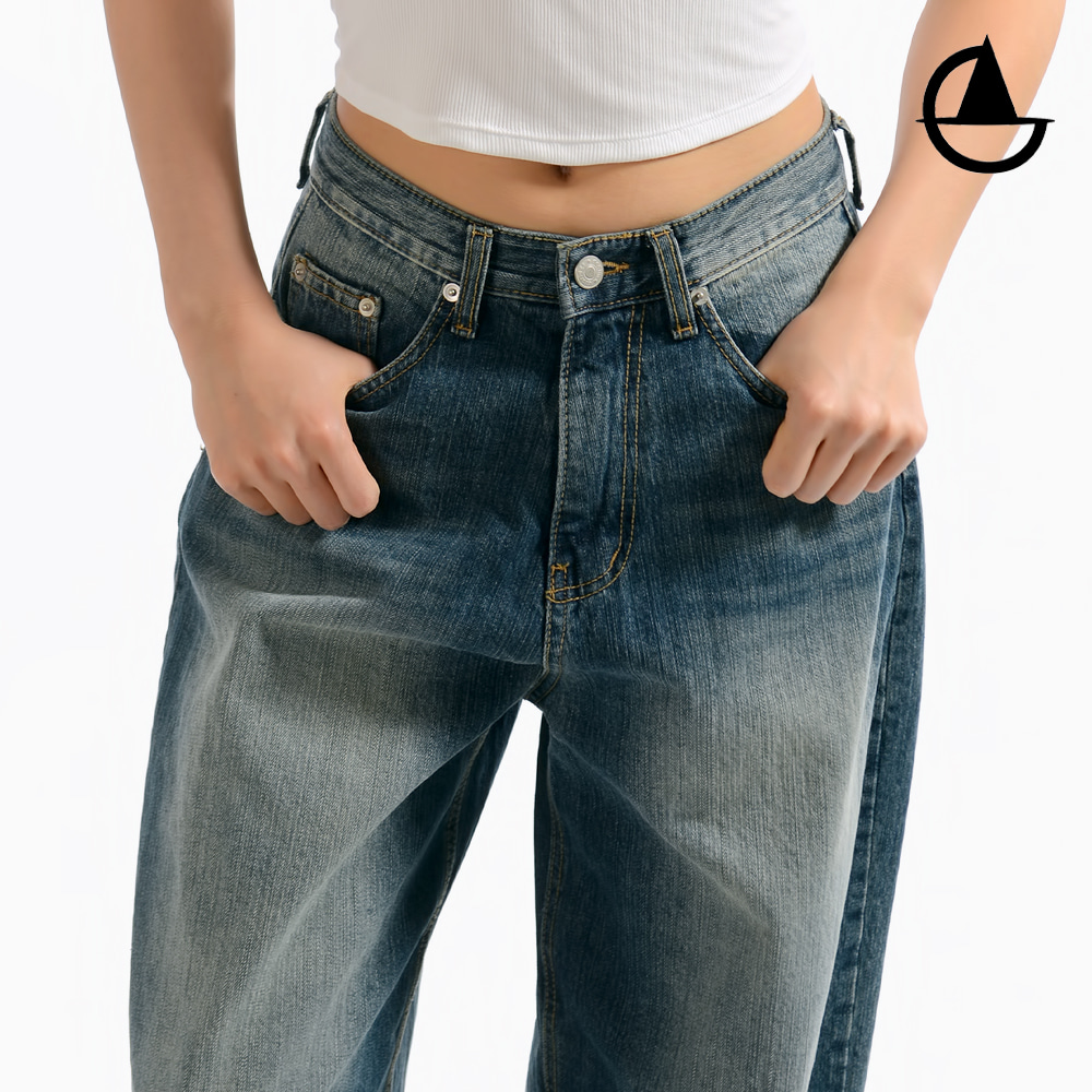 그리니치 데님oz68 백비조 와이드 청바지 팬츠 군살커버 중청 블루진 이미지 6