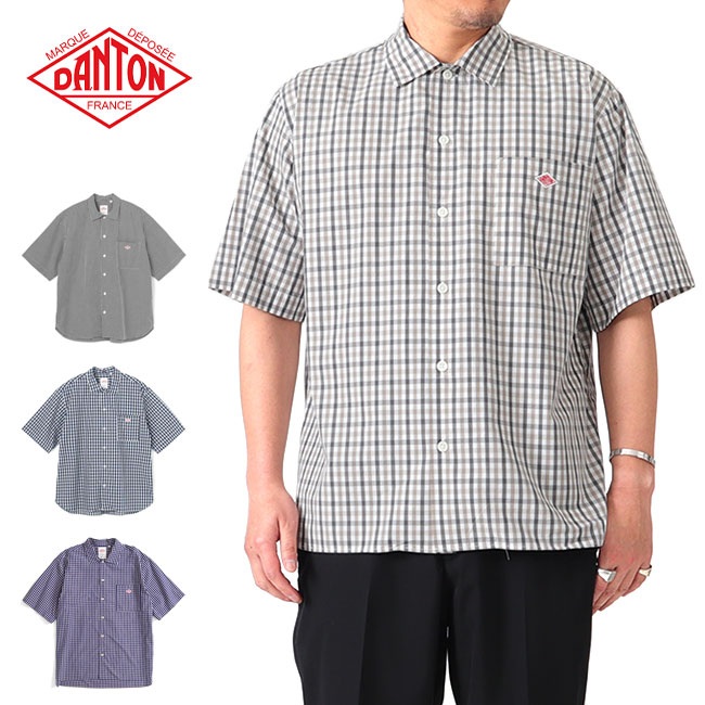 단톤 남성 체크 반팔셔츠 코튼 팝린 여름셔츠 DT-B0049CPP 42(L) 네이비브라운(NAVY/BROWN) - 메인 이미지