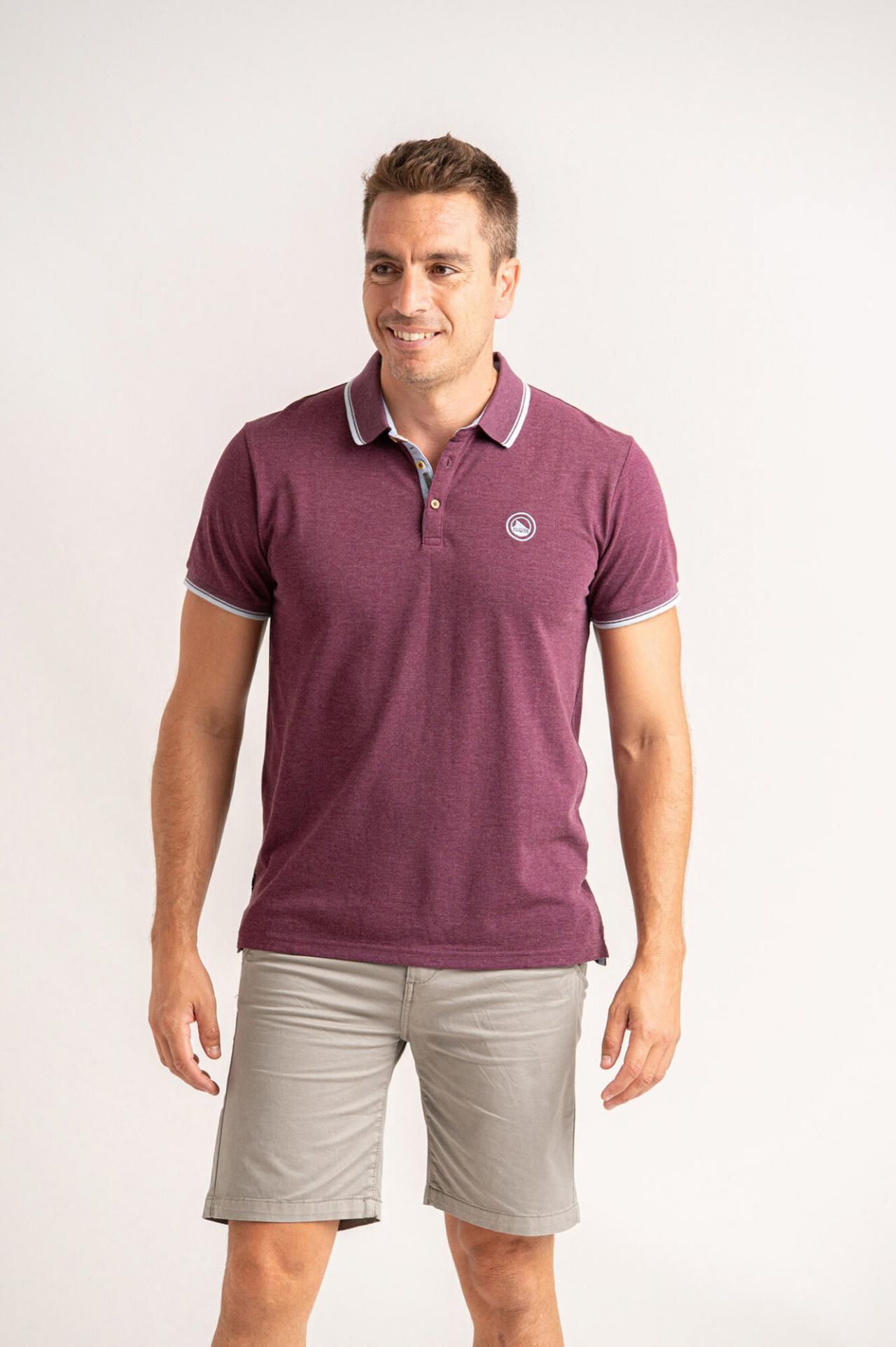 프리바타 코튼 반팔 폴로 셔츠 3739047 GRANATE