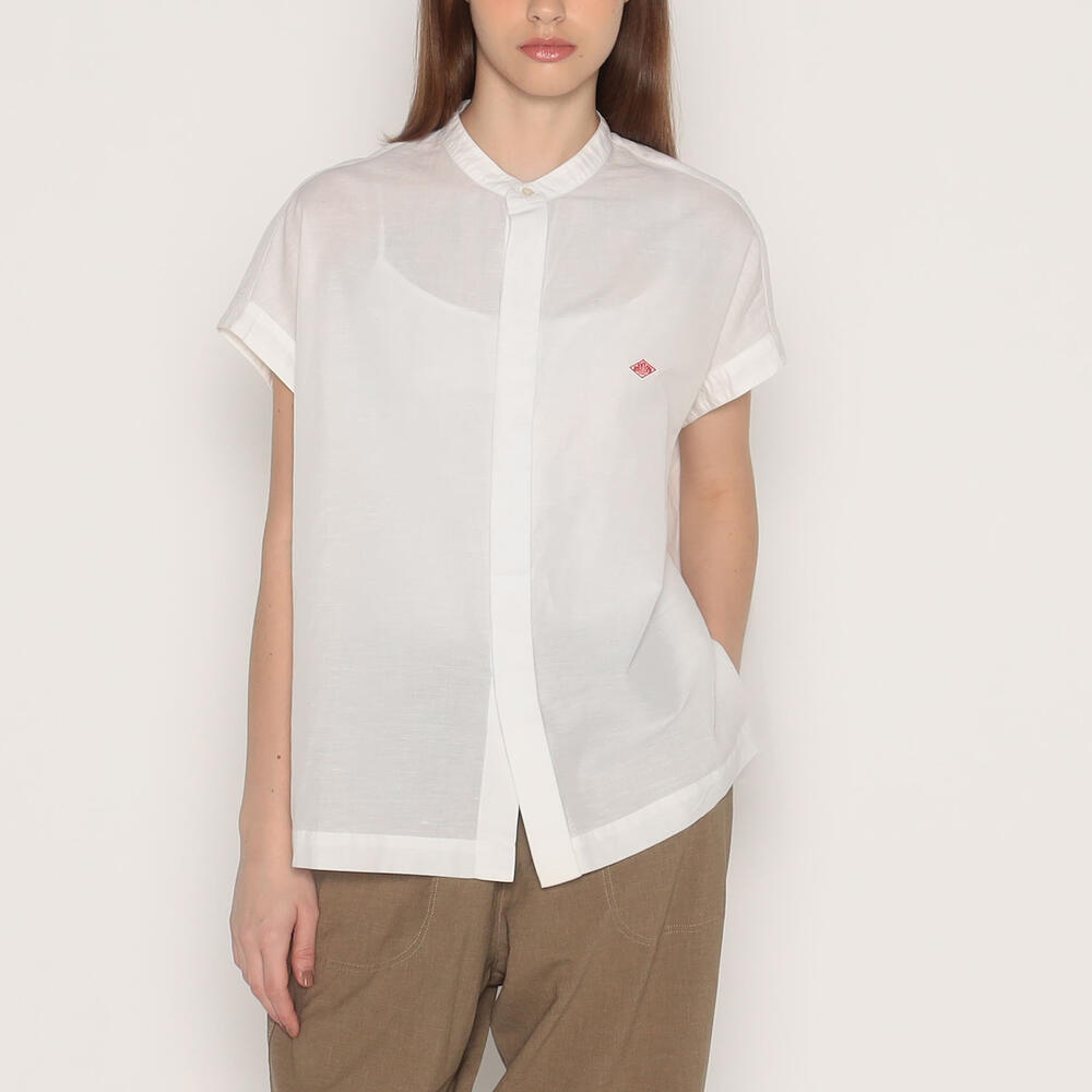 단톤 셔츠 WOMEN'S COTTON LINEN SLUB SLEEVELESS SHIRT 25SS 프릴 반팔 DNB251L104-0019 - 상세 이미지 3