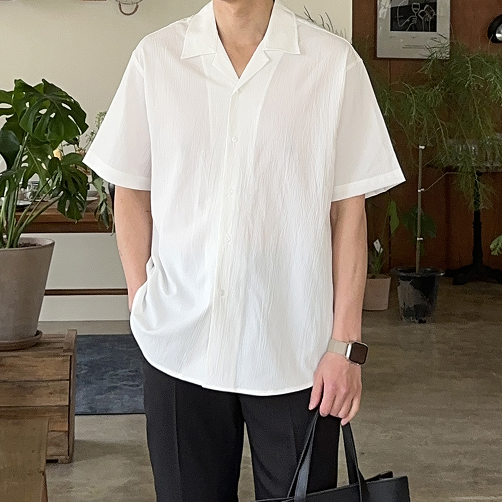 남자 셔츠 오버핏 링클프리 여름 남방 남자반팔셔츠 - 상세 이미지 3