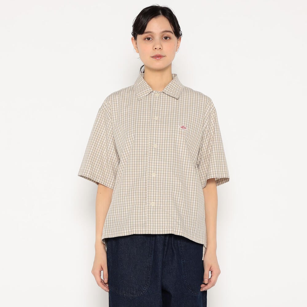 단톤 셔츠 WOMEN'S COTTON POPLIN HALF SLEEVE SHIRT PLAID 25SS 체크 반팔 남방 DNB251L104-0009 - 상세 이미지 3