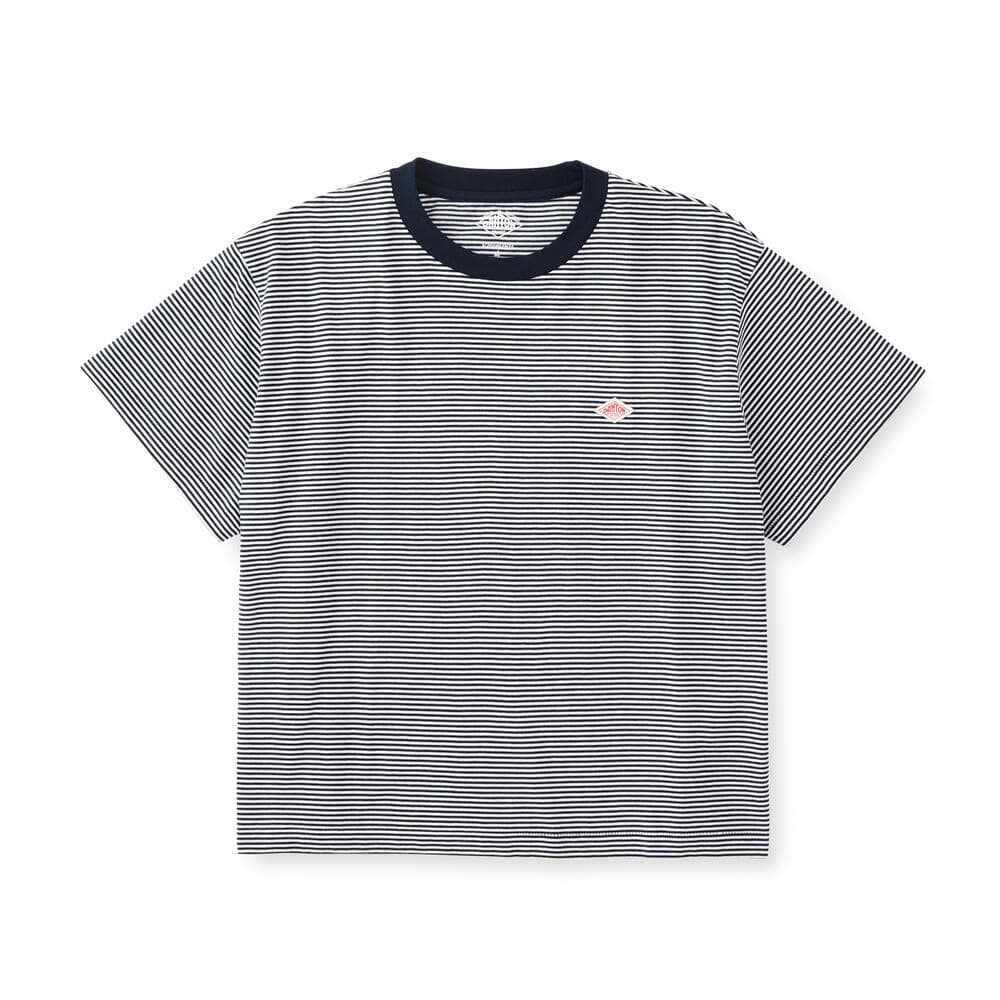 단톤 반팔티 WOMEN'S SHORT SLEEVE SEMI CROP T-SHIRT STRIPE 25SS 스트라이프 티셔츠 DNB251L103-0004 - 메인 이미지