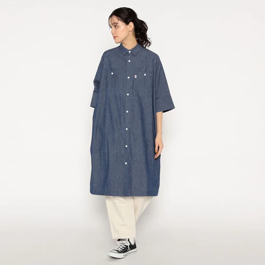 단톤 샴브레이 튜닉 반팔 원피스 여성 DT-G0091SCA 36(S/M) LT INDIGO - 상세 이미지 5