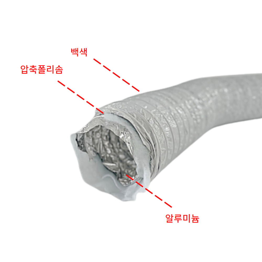 삼중압축 보온 후렉시블 백색 75 100 125 환기자재 연결관 닥트 덕트 배관 전열교환기 - 상세 이미지 3
