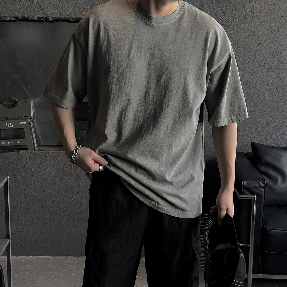피그먼트반팔 어깨넓어보이는반팔 남자오버핏반팔 - 상세 이미지 5