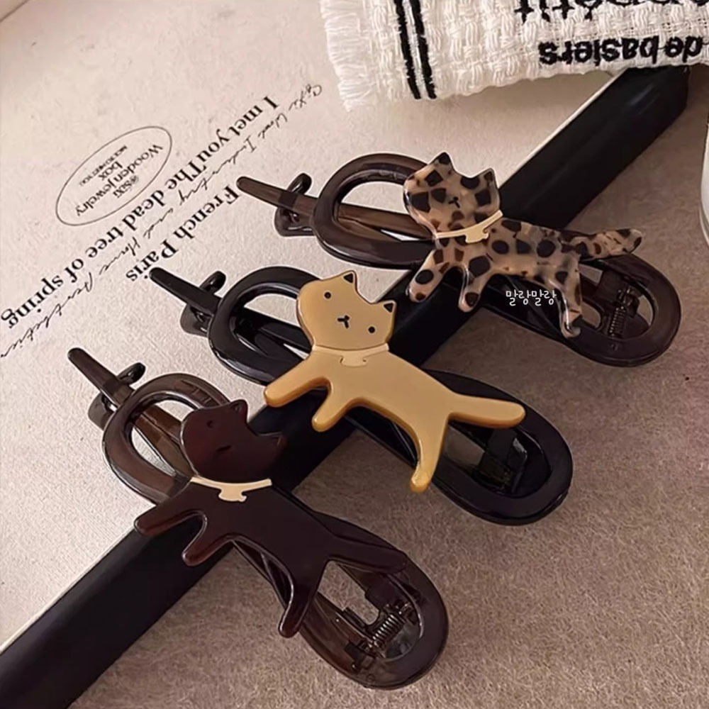 귀여운 고양이 집게핀 가로 올림머리핀 업스타일 트위스트 헤어핀 - 상세 이미지 5