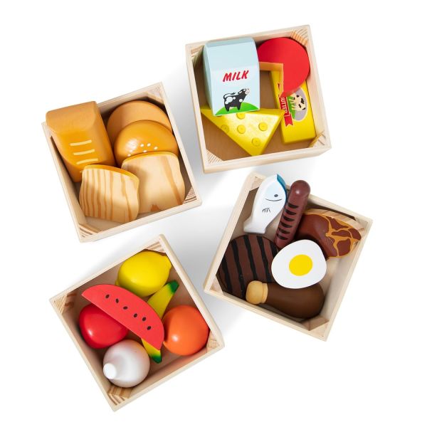 멜리사앤더그 Melissa & Doug Food Groups 21개의 나무 조각과 4개의 상자 아이들을 위한 멀티 플레이 푸드 세트 가장 음식 : 천조국상점
