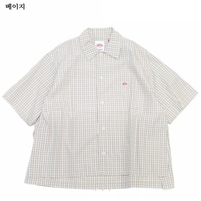 단톤 여성 팝린 코튼 체크 반팔셔츠 DT-B0223CPP 38 베이지 - 상세 이미지 5
