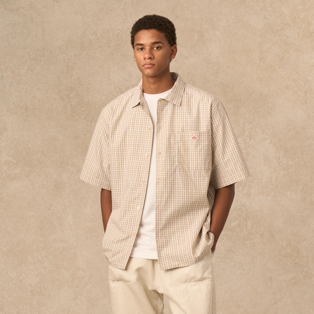 단톤 셔츠 MEN'S COTTON POPLIN WORK SHIRT PLAID 25SS 반팔 체크 남방 DNB251M104-0007 - 상세 이미지 3