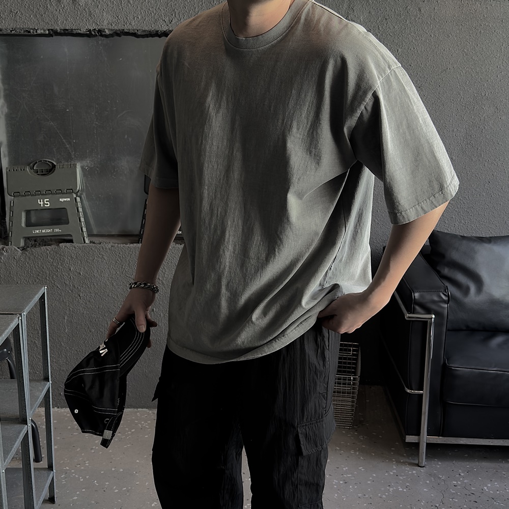 피그먼트반팔 어깨넓어보이는반팔 남자오버핏반팔 - 상세 이미지 4