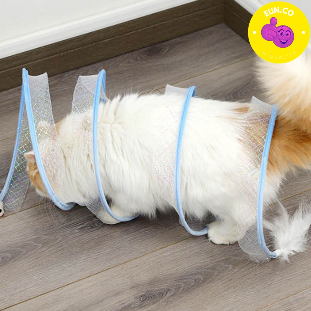 캣 터널 깃털 도넛 원형 스프링 냥이 놀이터 반려묘 - 메인 이미지
