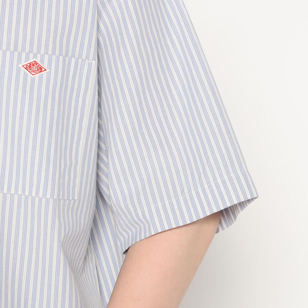 단톤 셔츠 MEN'S COTTON LINEN SHORT SLEEVE BAND COLLAR SHIRT STRIPE 25SS 반팔 스트라이프 DNB251M104-0009 - 상세 이미지 4