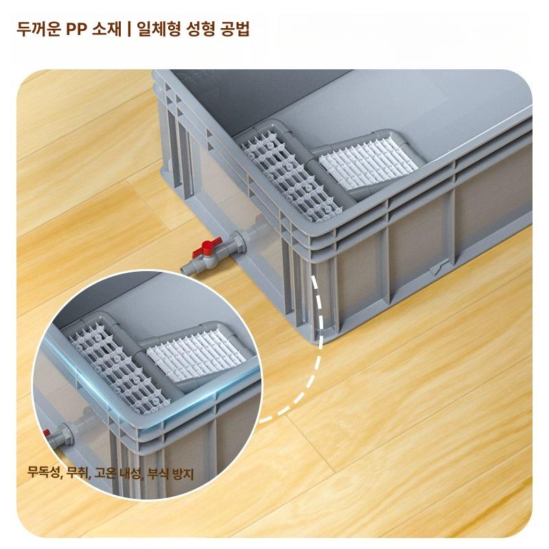 대형 거북이 플라스틱 양어장 대형수조 물고기 수조 풀세트 그레이 80CM 고형 표준 세트 - 상세 이미지 3