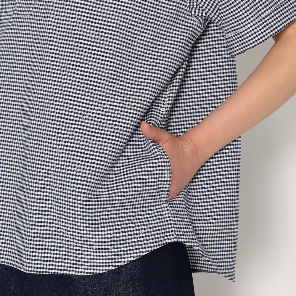 단톤 셔츠WOMEN'S OXFORD ROUND COLLAR SHORT SLEEVE PULLOVER SHIRT PATTERN 25SS 체크 반팔 DNB251L104-0006 - 상세 이미지 5