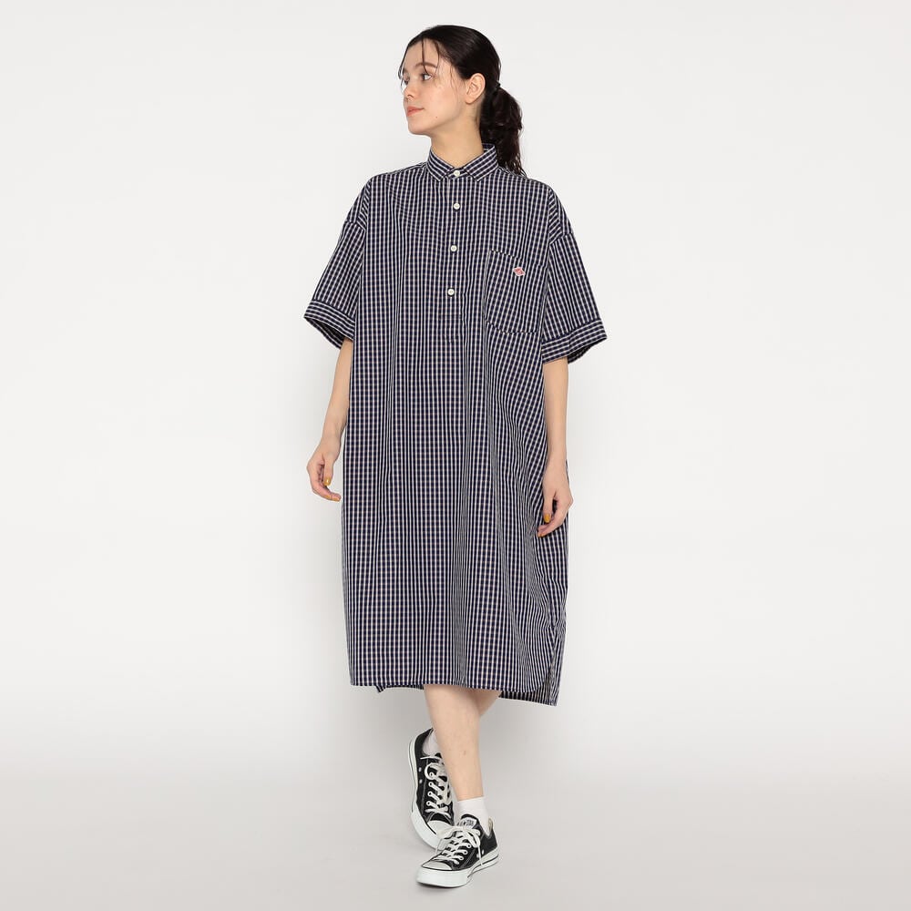 단톤 원피스 WOMEN'S COTTON POPLIN PULLOVER SHIRT DRESS PLAID 25SS 반팔 셔츠 DNB251L203-0002 - 상세 이미지 3