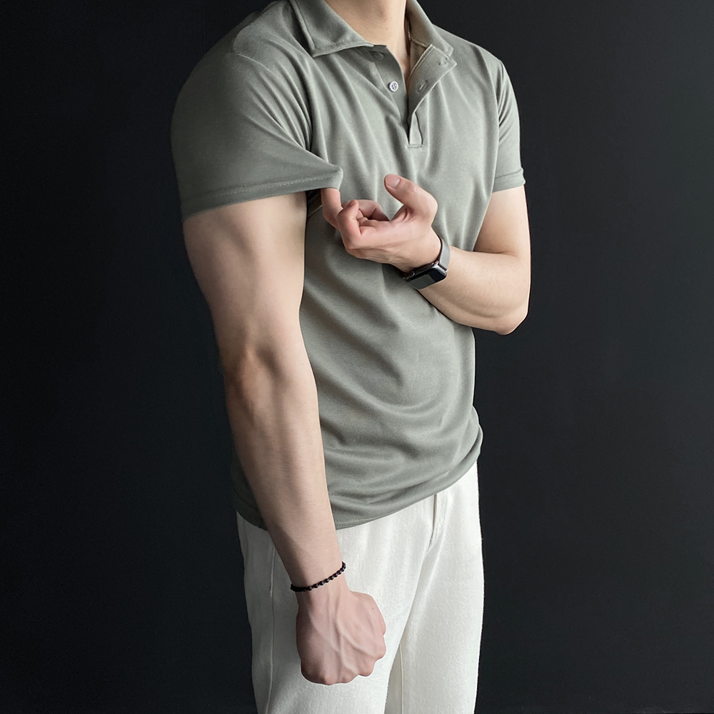 1+1 머슬핏카라티 어깨넓어보이는반팔 머슬티셔츠 머슬핏반팔 - 상세 이미지 2