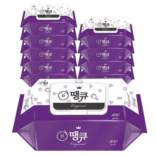 땡큐 오리지널 물티슈 캡형 100매 10팩 아기물티슈 : 라운엘