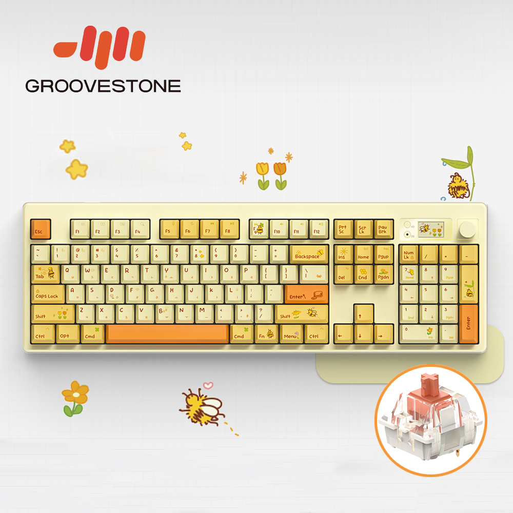엠스톤 그루브스톤 GS104R 무선키보드 민들레 허니, 저소음하늬축