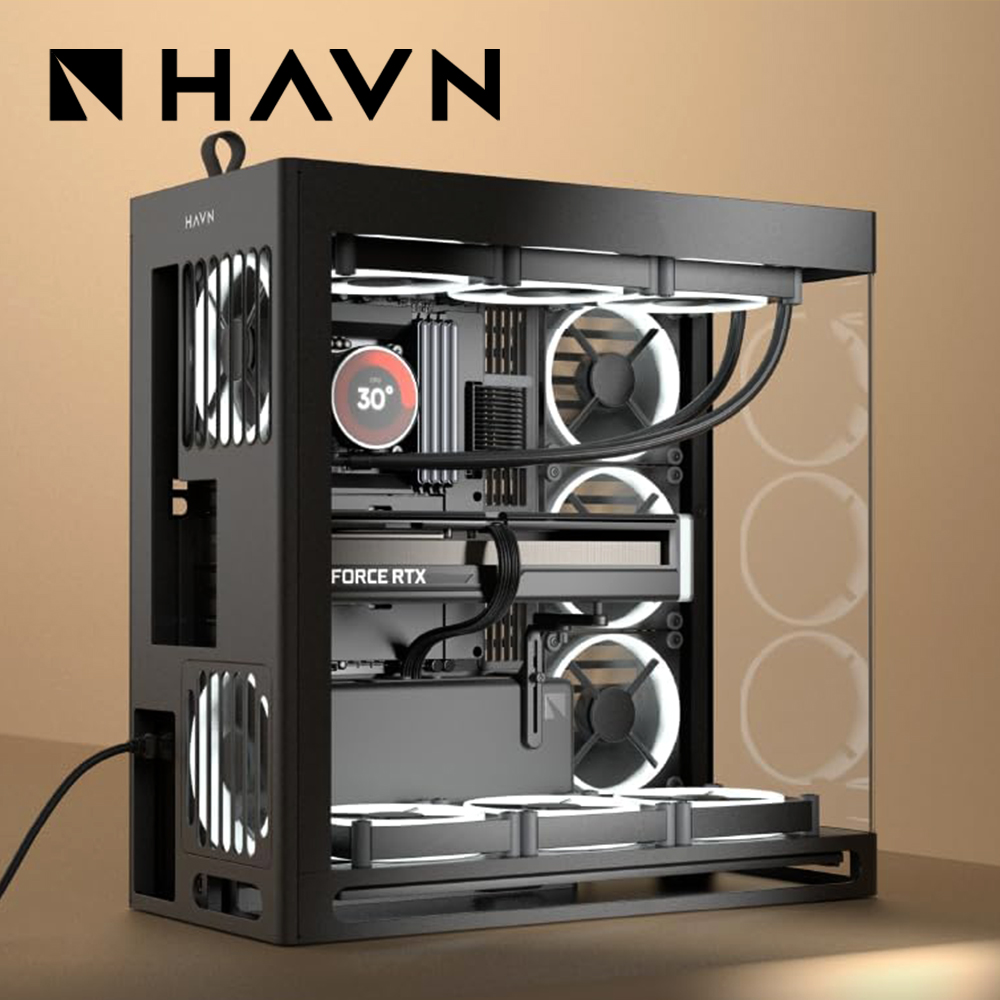 [국내정발] HAVN HS420 컴퓨터 어항 케이스 미들타워 본체 데스크탑 케이스 블랙
